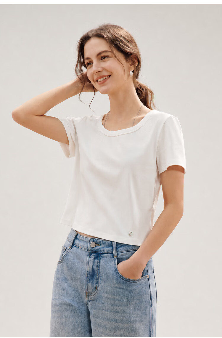 Inman [Runway Same Style] Straight Shoulder Multicolor Basic Short Sleeve T-Shirt Women Summer 2026 Top Black S 15