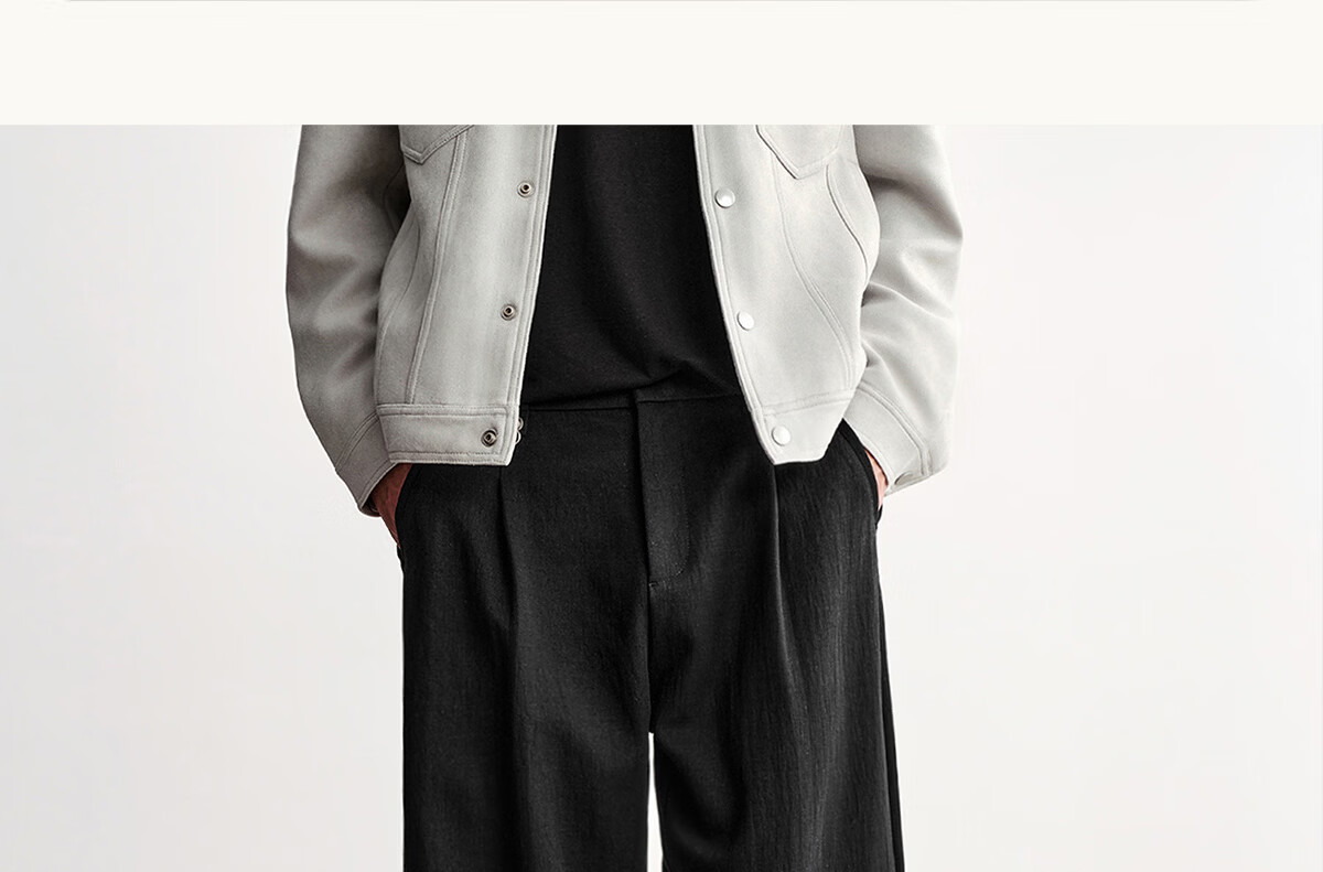 HAUT TON Lyocell Faux Linen Slightly Wrinkled Straight-Leg Pants for Men, 2026 Summer New Style Commuter Straight Casual Long Trousers 5159 33