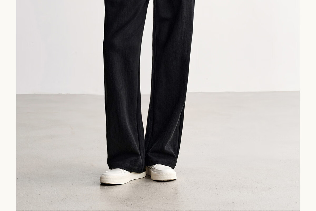 HAUT TON Lyocell Faux Linen Slightly Wrinkled Straight-Leg Pants for Men, 2026 Summer New Style Commuter Straight Casual Long Trousers 5159 32