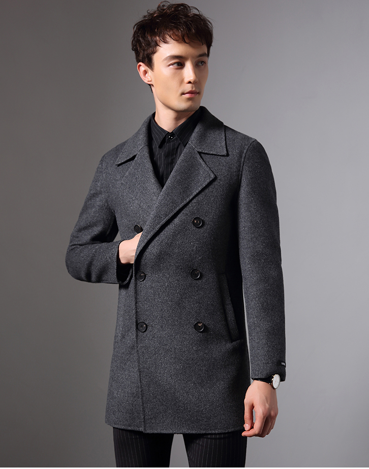martin轻奢品牌男装冬季新款毛呢大衣男中长款双面呢羊毛大衣英伦风