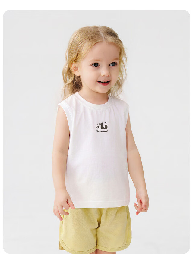 TONGTAI Baby Vest Summer Thin Sleeveless Top Boys Girls Outwear White 110cm 22