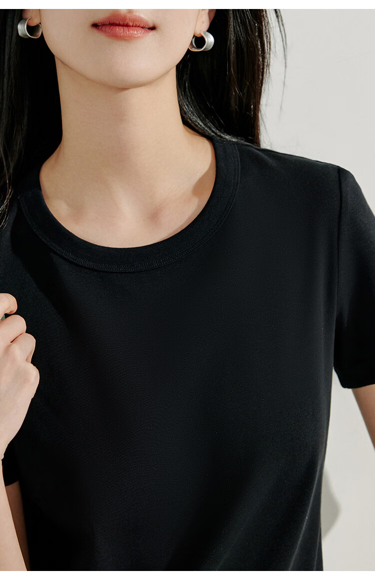 Inman [Runway Same Style] Straight Shoulder Multicolor Basic Short Sleeve T-Shirt Women Summer 2026 Top Black S 29