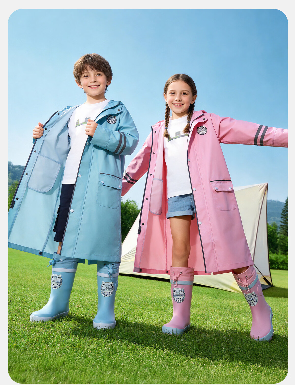 Sweet Baby Kids Rain Boots Boys 7-12 Years Old School Use JD Self-operated Non-slip Durable Rubber Rain Shoes 36
