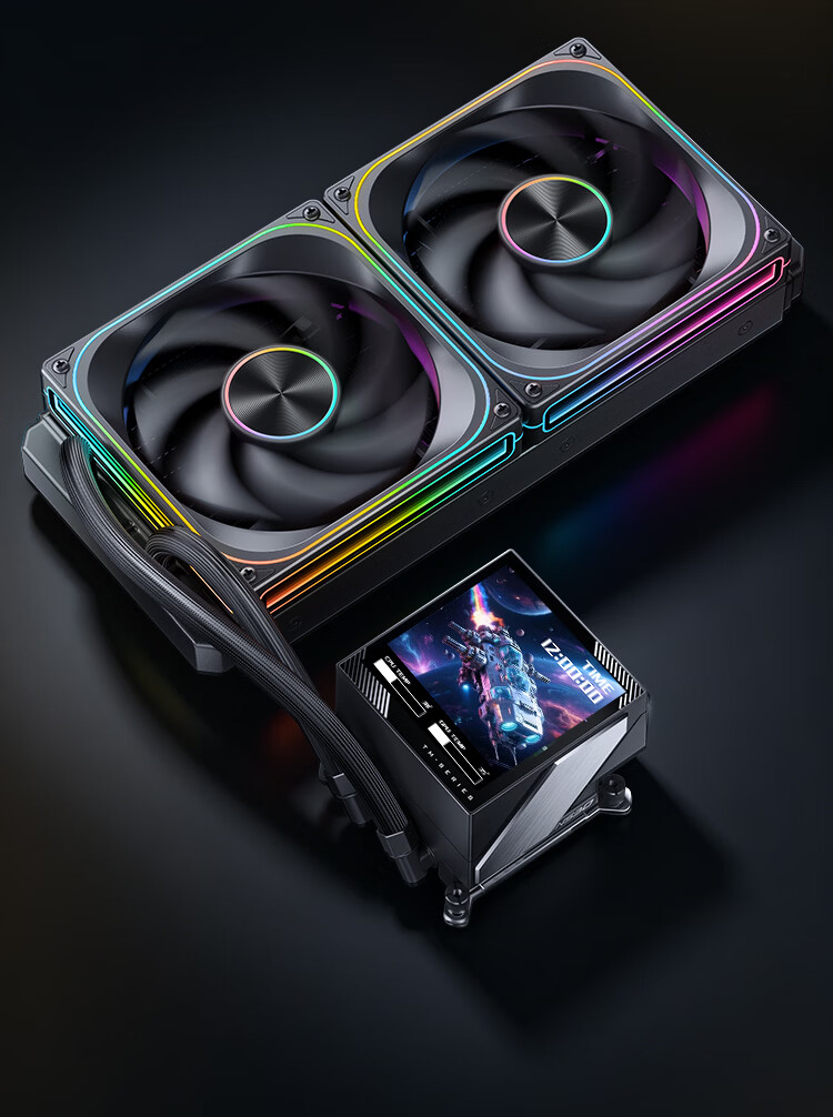 JONSBO TM-280 Black All-in-One Liquid Cooler with Display (140mm*2 ARGB Fans, PWM Smart Temperature Control, 3.95-inch IPS Screen, Magnetic Cold Head) 10