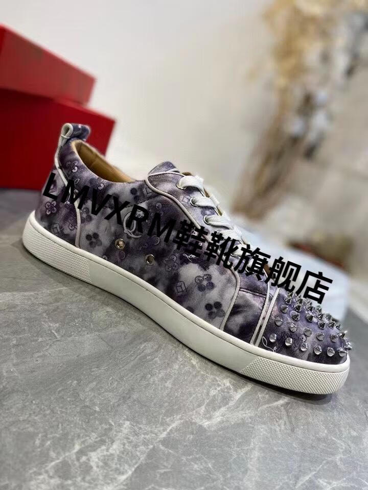 lmvxrm6965欧洲站cl男鞋低帮铆钉鞋透气情图案鞋牛皮女鞋休闲板鞋