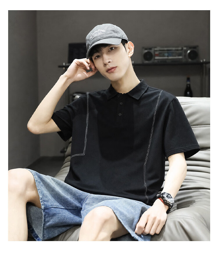 TonLion 2026 Summer New Men's Short Sleeve Polo Shirt Unique American Collar Fashion T-Shirt 12