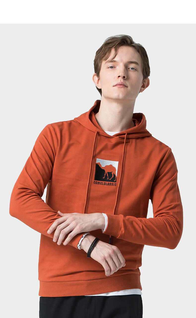 骆驼camel男装连帽卫衣男刺绣图案春季潮d9q374375黑色xxl185104a