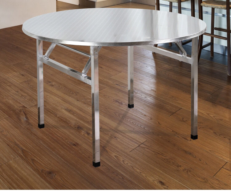 家用12米10人吃饭桌便携圆形圆桌面餐桌桌子13米圆桌内折叠耐用款304