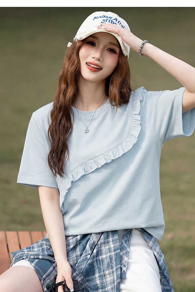 TonLion 2026 Summer New Women's Short Sleeve T-Shirt Loose Unique Chic Stylish Top 17