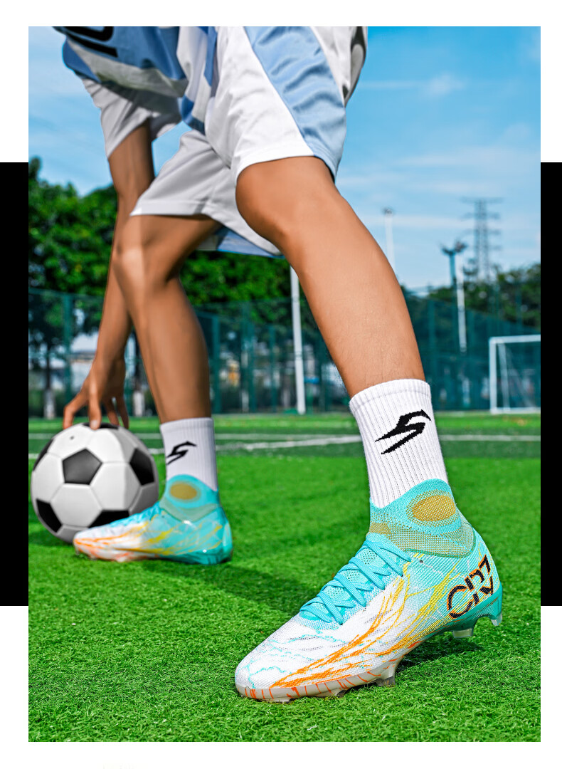 SAIBI Men's Soccer Shoes AG/FG Long Studs Adult Youth Student Professional Training Competition Shoes 305C Suzaku 42 15