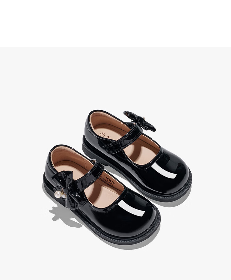 RED DRAGONFLY Children's Autumn Shoes, Girls' Flats, Soft-Soled Princess Shoes for Girls, Small Leather Shoes Q51BPPY455 Black Size 34 22