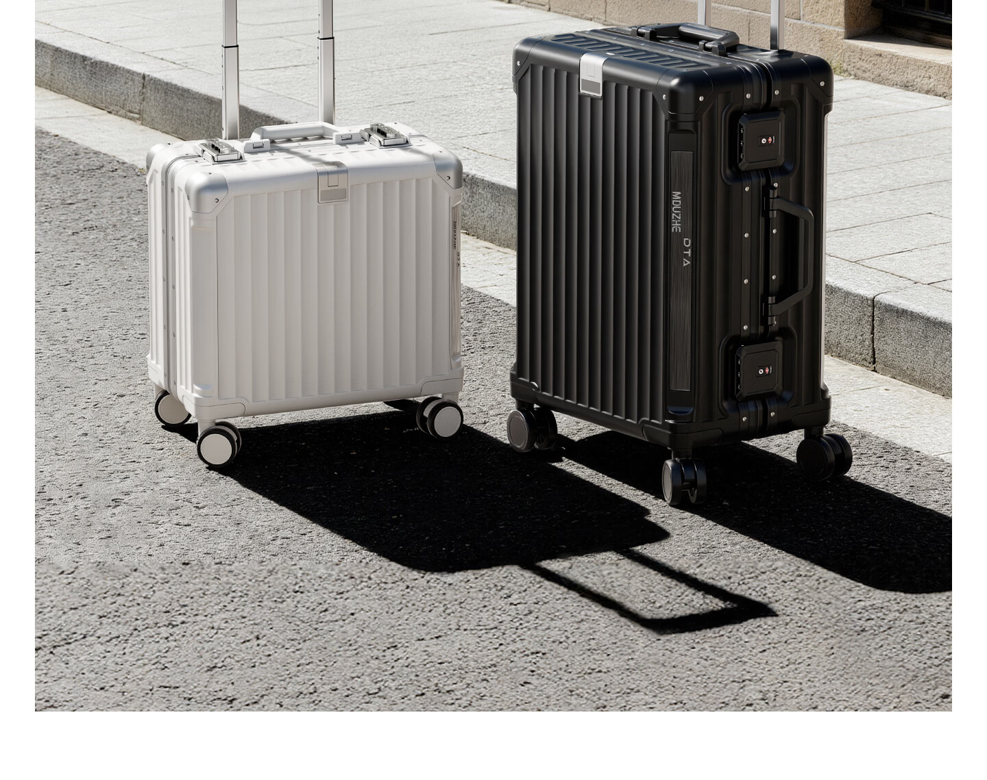 DTA Multifunctional Luggage Suitcase with Spinner Wheels And Aluminum Frame for Men And Women, Carry-On Trolley Case, Travel Leather Suitcase, Classic Black, 20 Inches 29