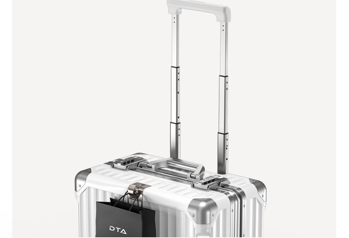 DTA Multifunctional Luggage Suitcase with Spinner Wheels And Aluminum Frame for Men And Women, Carry-On Trolley Case, Travel Leather Suitcase, Classic Black, 20 Inches 14