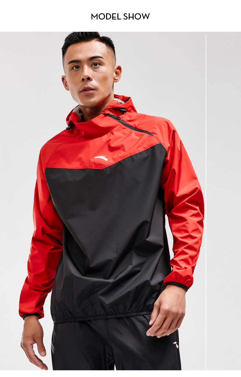 安踏暴汗服男女款梭织宽松版套头衫上衣外套防风上衣情侣款暴汗服