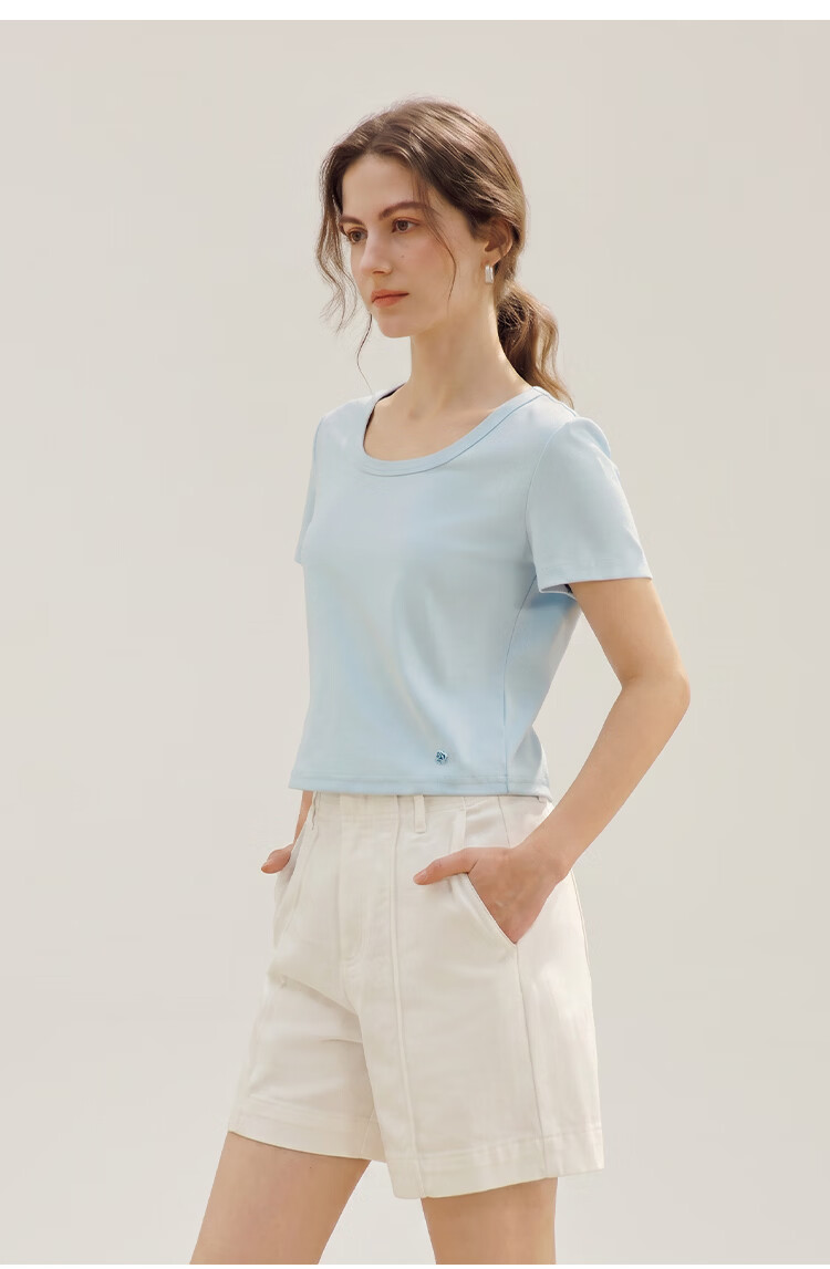 Inman [Runway Same Style] Straight Shoulder Multicolor Basic Short Sleeve T-Shirt Women Summer 2026 Top Black S 47