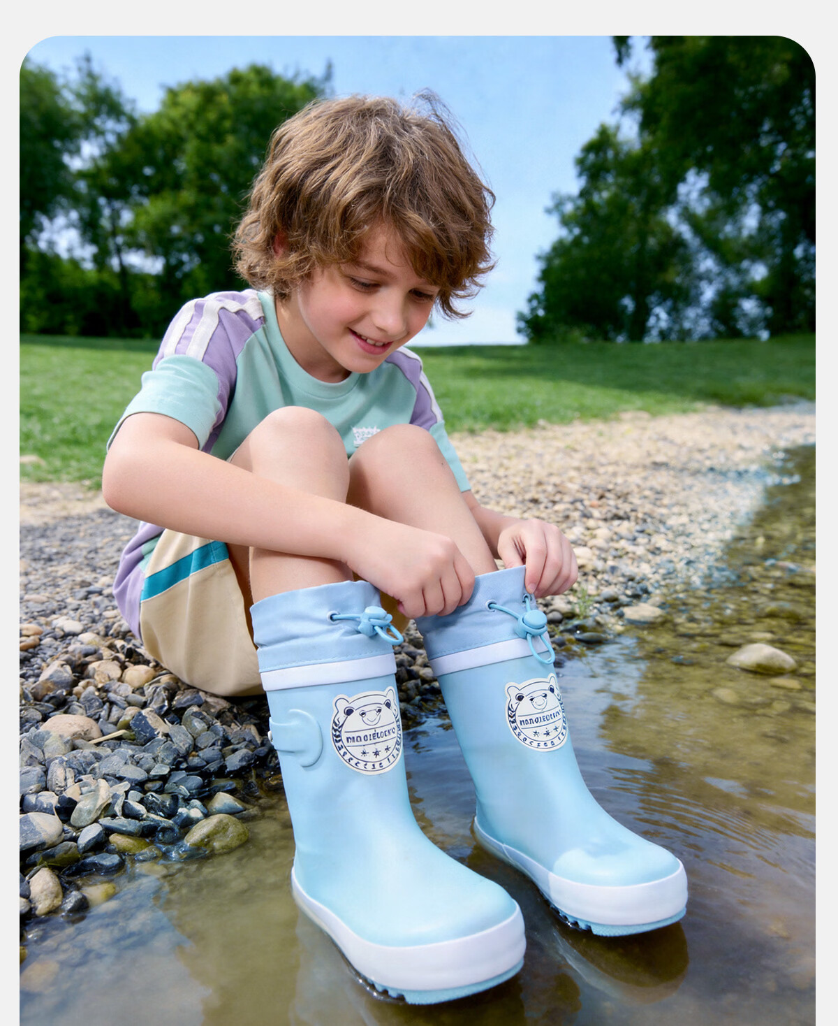 Sweet Baby Kids Rain Boots Boys 7-12 Years Old School Use JD Self-operated Non-slip Durable Rubber Rain Shoes 14