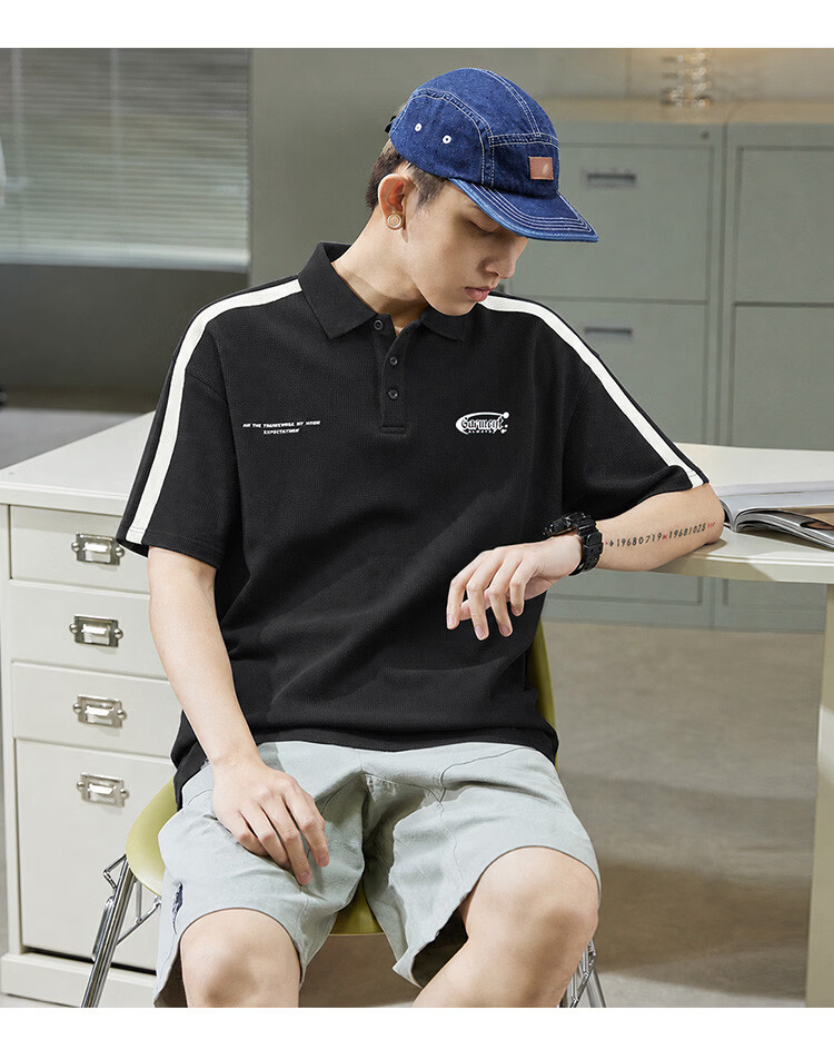 TonLion 2026 Summer New Men's Short Sleeve Polo Shirt Loose Fit Unique Youth Sports Stylish 8