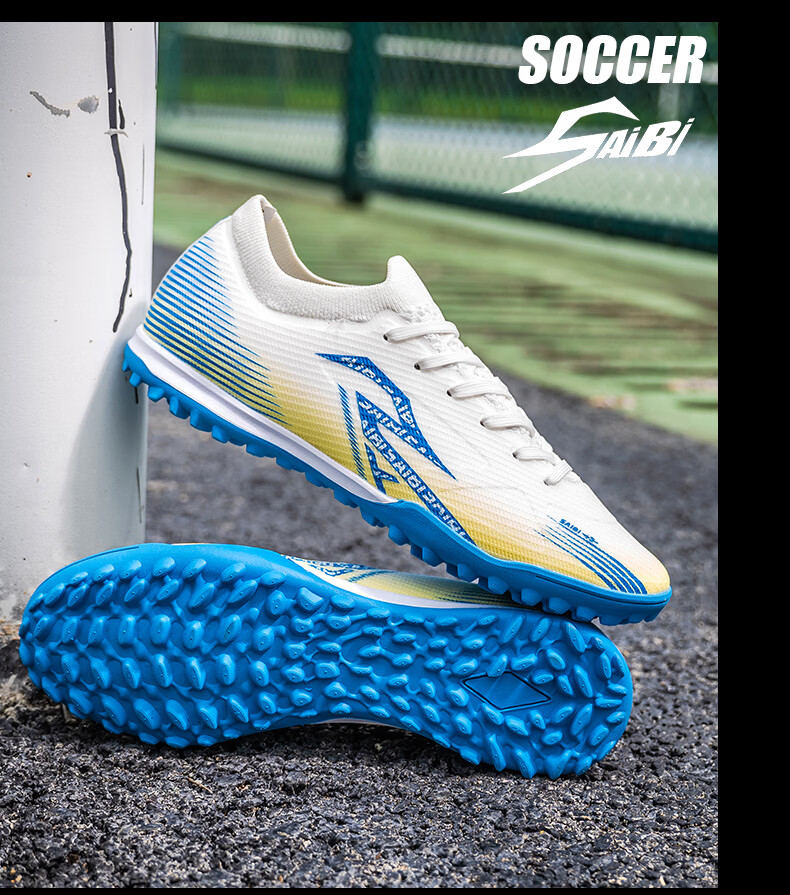 SAIBI Men's Soccer Shoes TF Turf Studs Adult Youth Student Professional Training Competition Shoes 3618S Blue Size 43 49