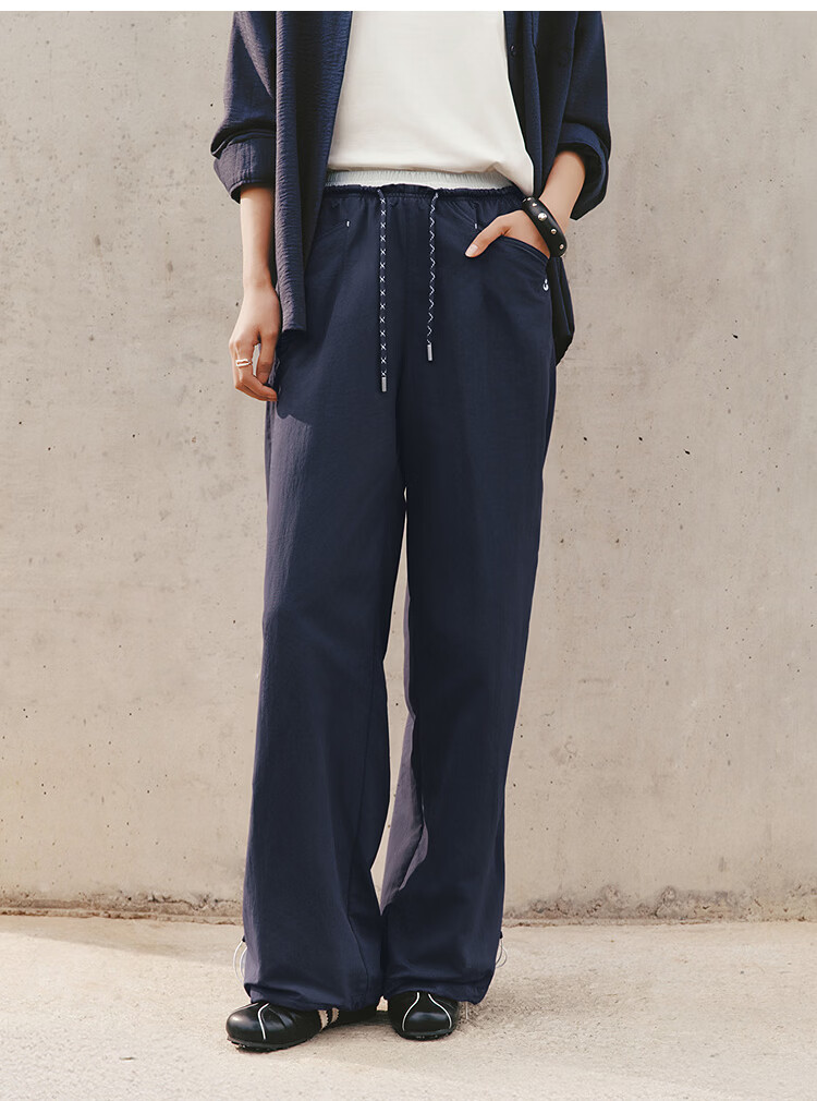 Semir Women's Casual Summer Color-Block Drawstring Pants Sun-Protective Moisture-Wicking Quick-Dry Loose Wide-Leg Trousers 2026 109326127007 30