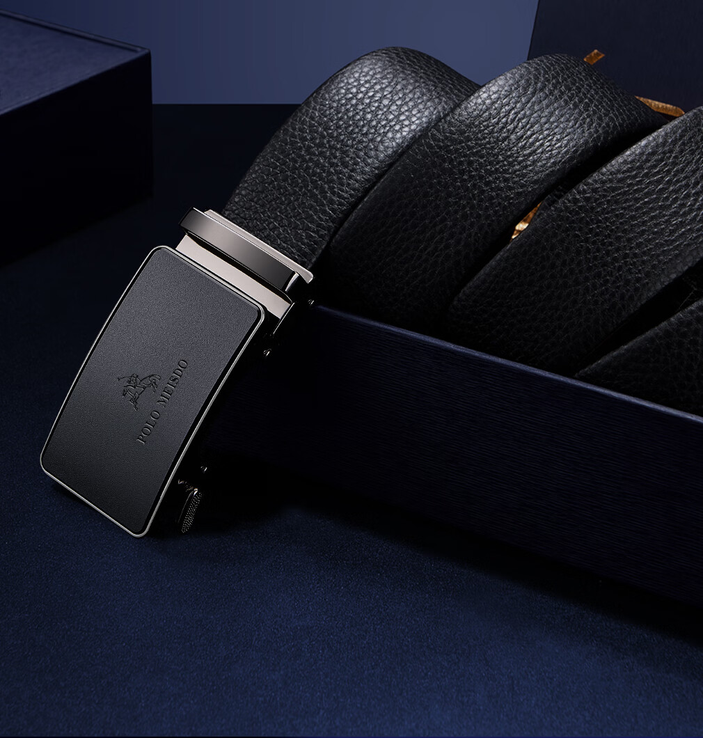 POLOMEISDO Men's Genuine Leather Belt Gift Box International Top Brand Birthday Gift for Boyfriend Husband Father 33