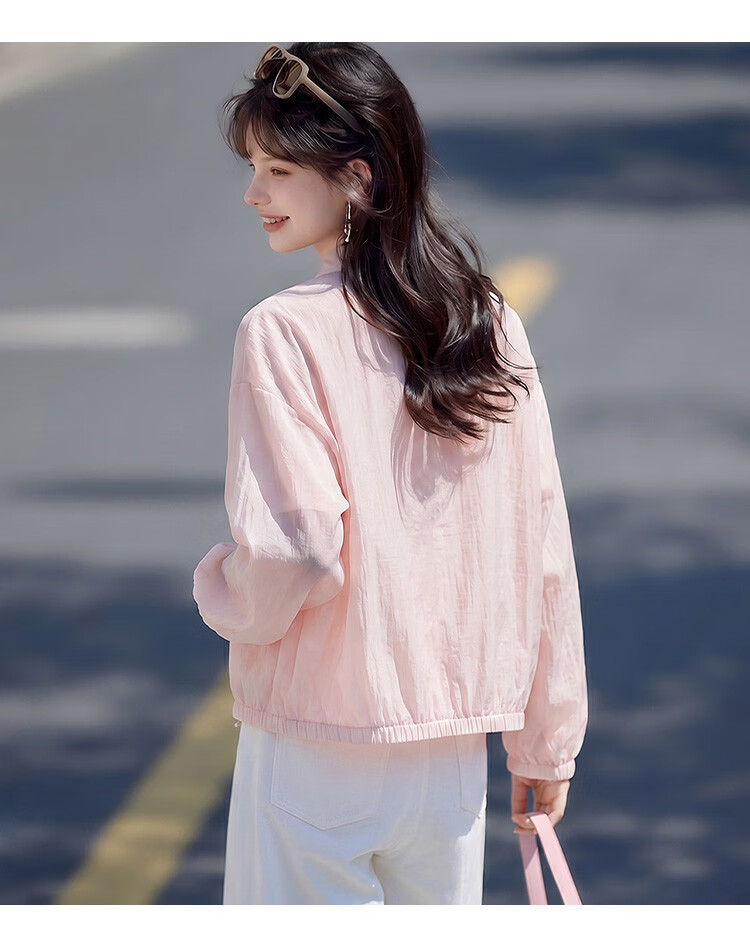 TonLion 2026 New Summer Women's Short Round Neck Cardigan Pink Korean Loose Casual Style 9
