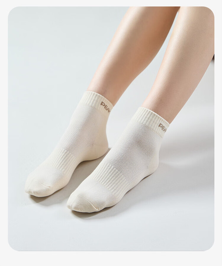 PEAK Women's Socks Summer Thin Breathable Odor-Resistant Sweat-Absorbing Sports Casual Cotton Mid-Calf Socks 3 Pairs Light Pink 13