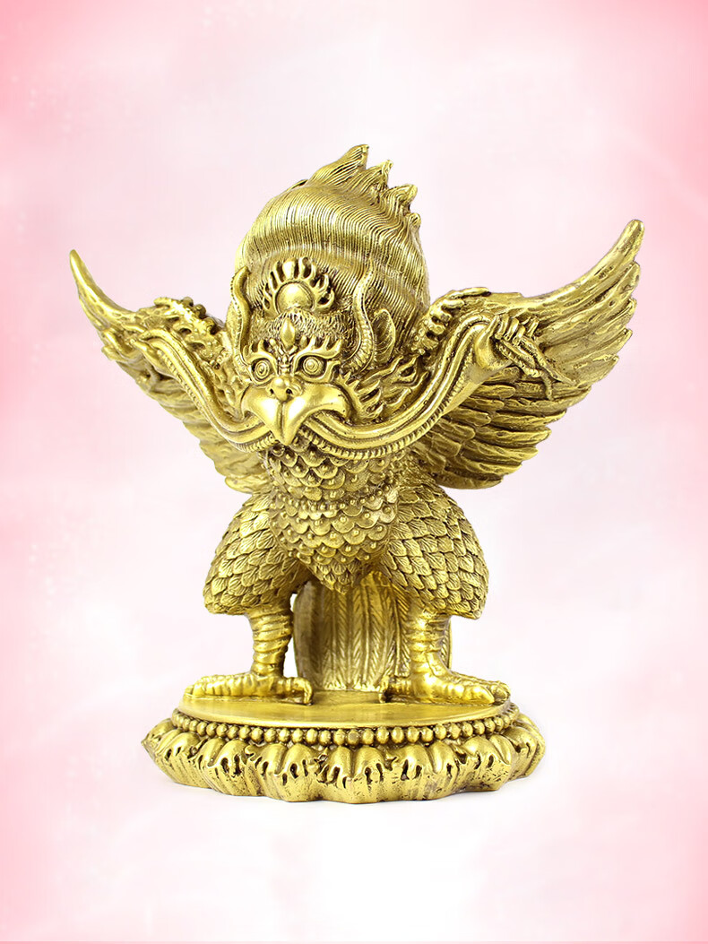 玄友铜金翅大鹏鸟摆件雷震子铜像迦楼罗神像家用供奉金属佛像