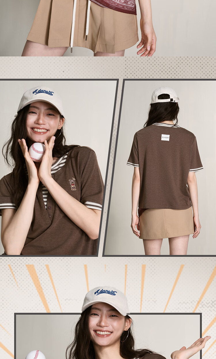 Giordano [Tom and Jerry Collaboration] Embroidered Two-Piece Striped Loose Fit Crew Neck Short Sleeve T-Shirt for Women 18326815 13