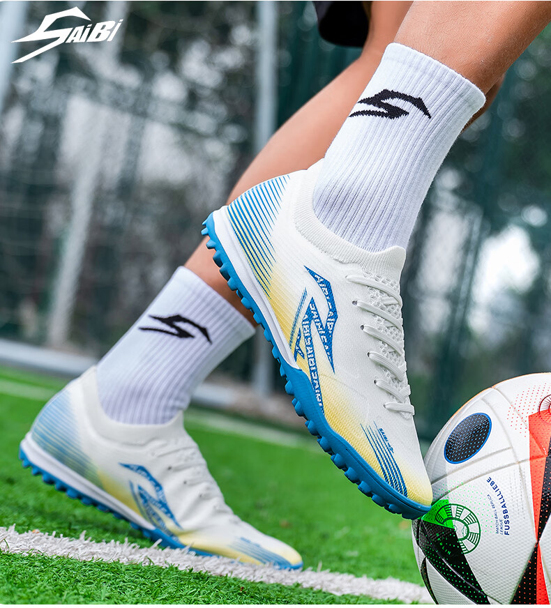 SAIBI Men's Soccer Shoes TF Turf Studs Adult Youth Student Professional Training Competition Shoes 3618S Blue Size 43 29