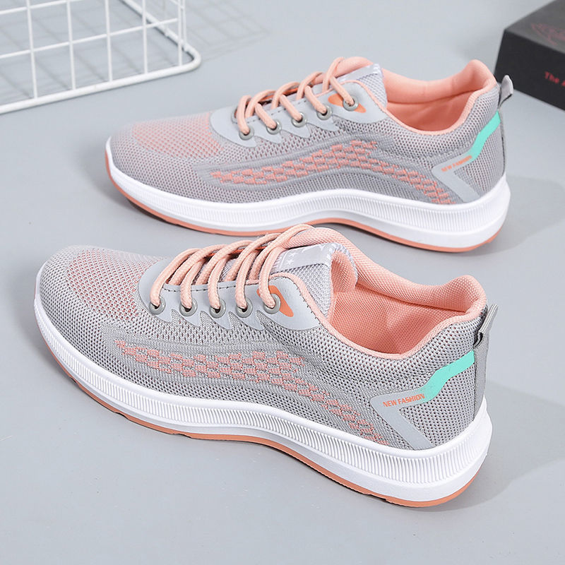 鞋步行防滑鞋走步鞋散步鞋中老年女鞋飞织网面鞋女中年妈妈布鞋透气