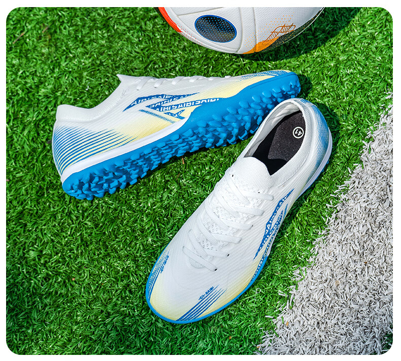 SAIBI Men's Soccer Shoes TF Turf Studs Adult Youth Student Professional Training Competition Shoes 3618S Blue Size 43 34