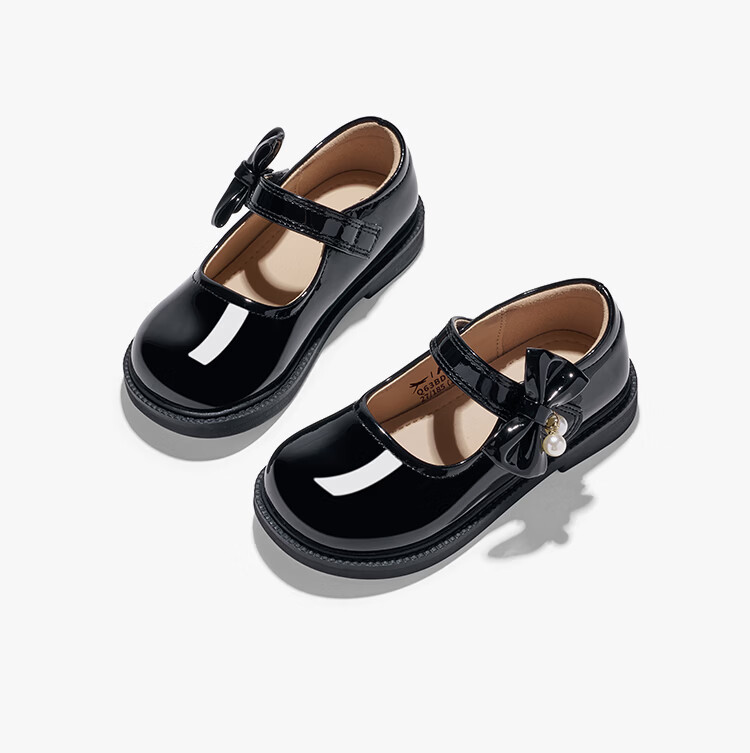 RED DRAGONFLY Children's Autumn Shoes, Girls' Flats, Soft-Soled Princess Shoes for Girls, Small Leather Shoes Q51BPPY455 Black Size 34 23