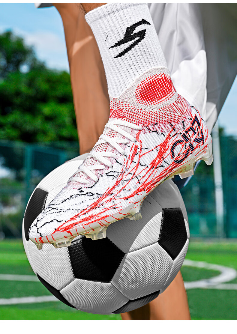 SAIBI Men's Soccer Shoes AG/FG Long Studs Adult Youth Student Professional Training Competition Shoes 305C Suzaku 42 22