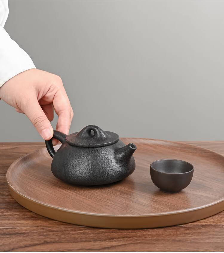 冰碛岩石壶 花木石天然手工冰碛岩石茶壶泡茶壶石头养生石瓢壶透光