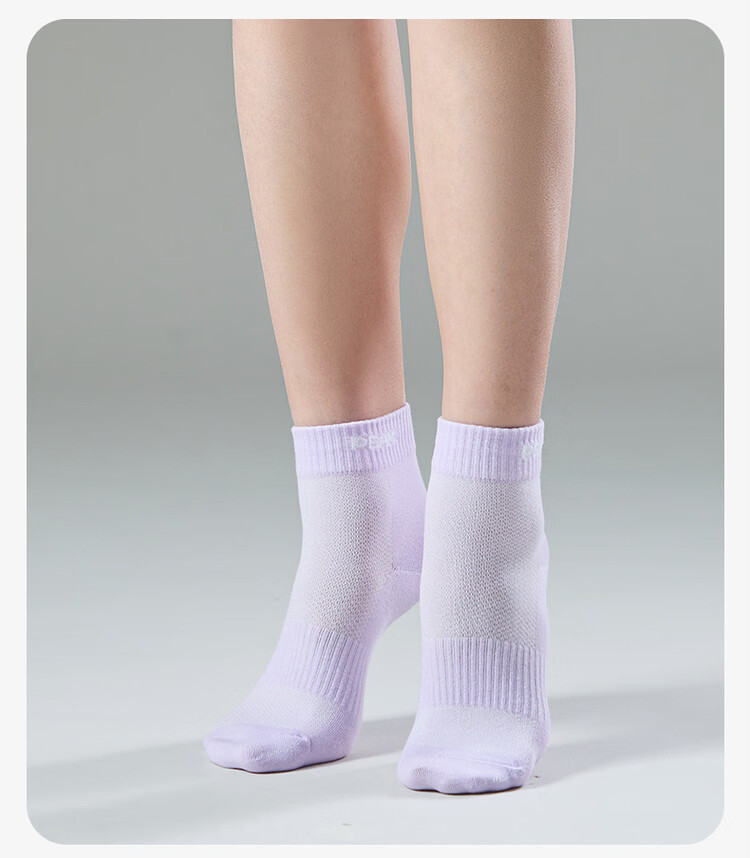 PEAK Women's Socks Summer Thin Breathable Odor-Resistant Sweat-Absorbing Sports Casual Cotton Mid-Calf Socks 3 Pairs Light Pink 11