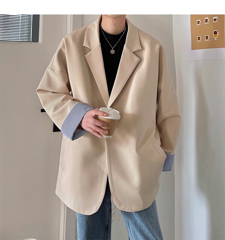 霖速雅痞风男装英伦雅痞oversize西装外套男春秋感轻奢西服hiphop轻熟