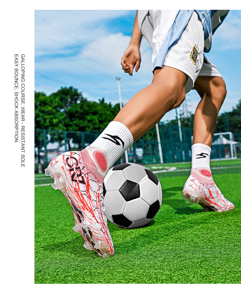SAIBI Men's Soccer Shoes AG/FG Long Studs Adult Youth Student Professional Training Competition Shoes 305C Suzaku 42 21