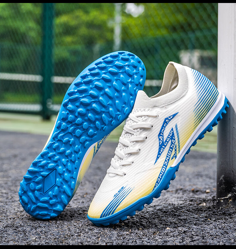 SAIBI Men's Soccer Shoes TF Turf Studs Adult Youth Student Professional Training Competition Shoes 3618S Blue Size 43 48