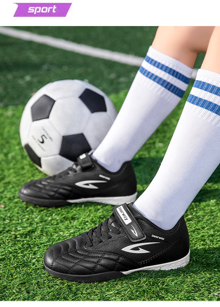 DEERWAY Kids Soccer Shoes Age 6-12 Boys Girls Professional TF Turf Cleats Non-Slip Training Shoes Silver Size 30 13