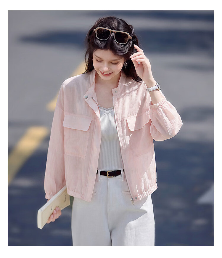 TonLion 2026 New Summer Women's Short Round Neck Cardigan Pink Korean Loose Casual Style 7