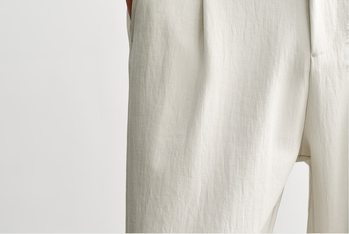 HAUT TON Lyocell Faux Linen Slightly Wrinkled Straight-Leg Pants for Men, 2026 Summer New Style Commuter Straight Casual Long Trousers 5159 30