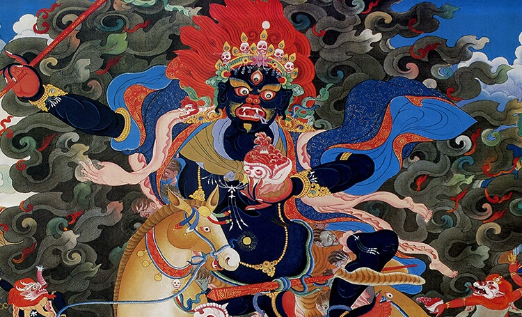 可狄八方财神西藏族唐卡挂画绿度母佛像装饰画酒店客厅玄关书房晶瓷画