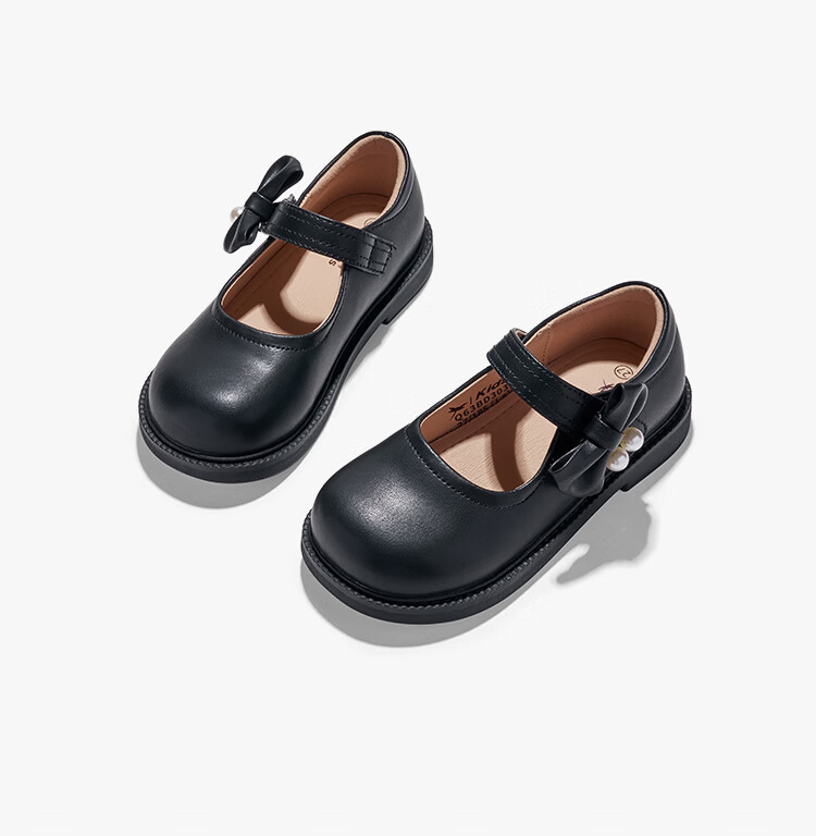 RED DRAGONFLY Children's Autumn Shoes, Girls' Flats, Soft-Soled Princess Shoes for Girls, Small Leather Shoes Q51BPPY455 Black Size 34 26