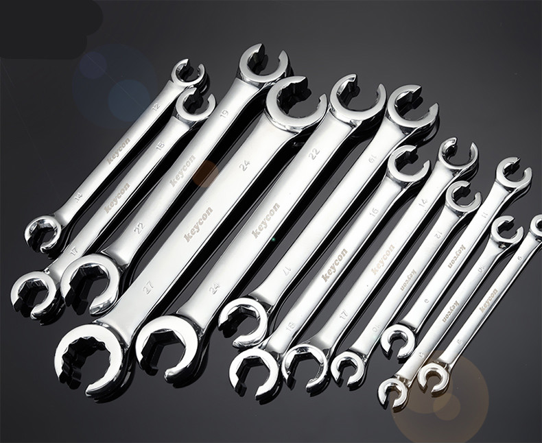 汽车油管扳手双头两用开口呆扳手汽修汽车维修五金工具扳手 6x8mm