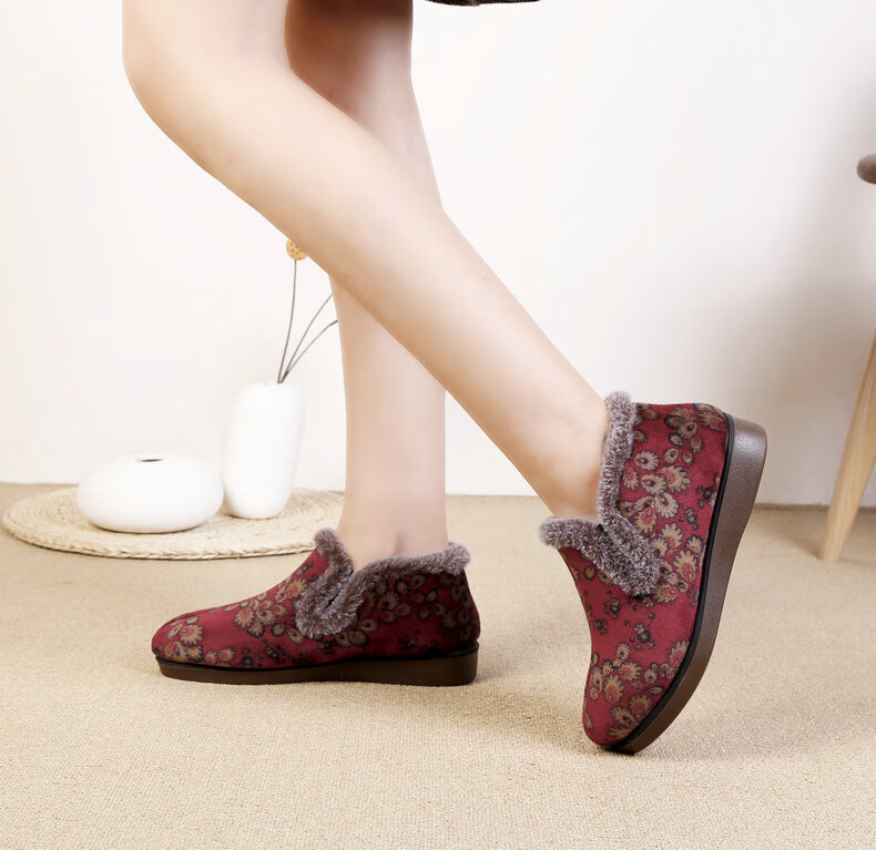 福顺冬季新款老北京布鞋软底防滑中老年妈妈鞋厚底舒适高帮加厚保暖女