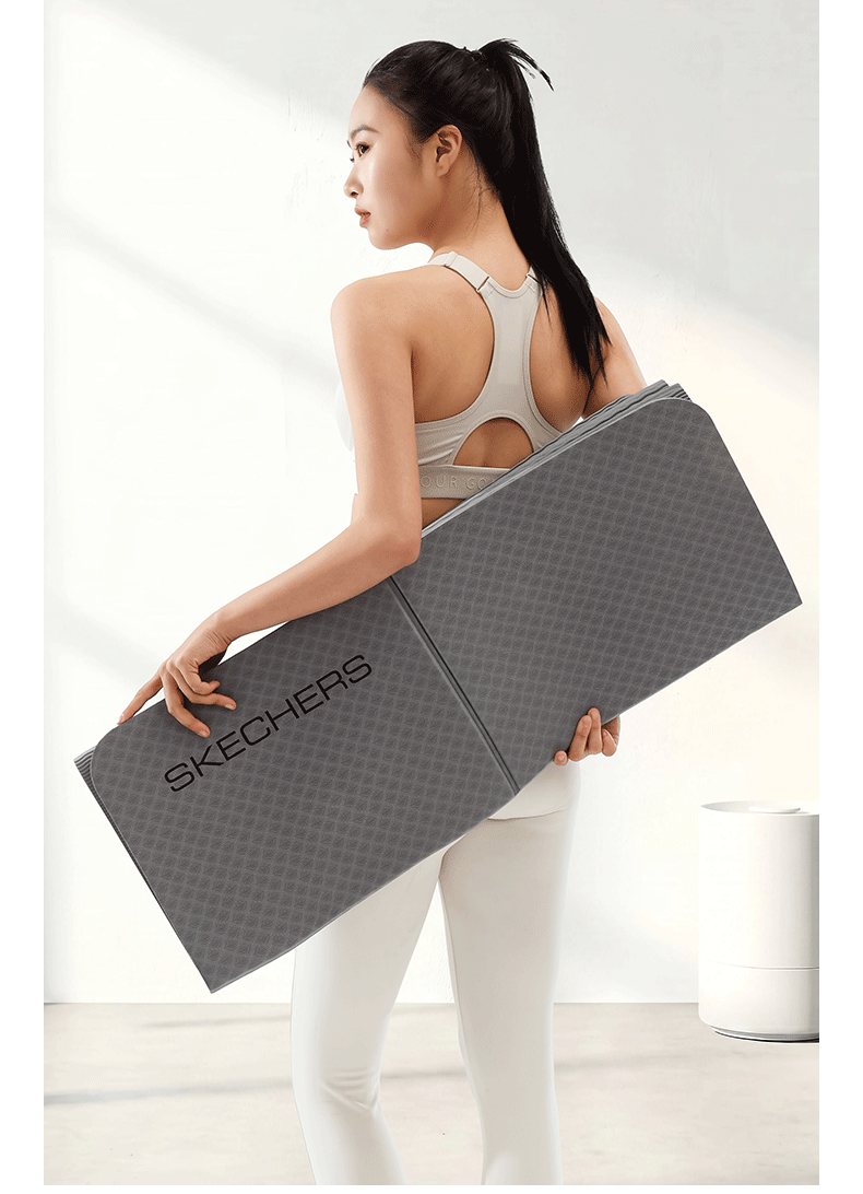 Skechers Foldable Yoga Mat Professional Home Fitness Non-Slip Thickened Wide 80cm Nap Floor Mat 6