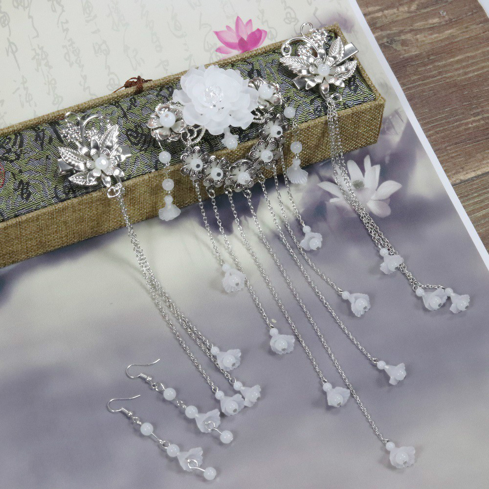 汉服头饰套装发夹古风发饰女古装配饰仙气流苏步摇发簪子古代饰品粉红