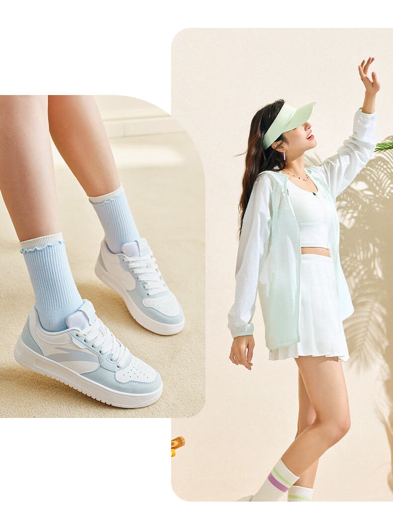 Anta Easy Casual Women's Sneakers Summer Breathable Couple Simple White Shoes Soft Sole Comfortable Thick Sole Height Increasing Leisure Shoes 11