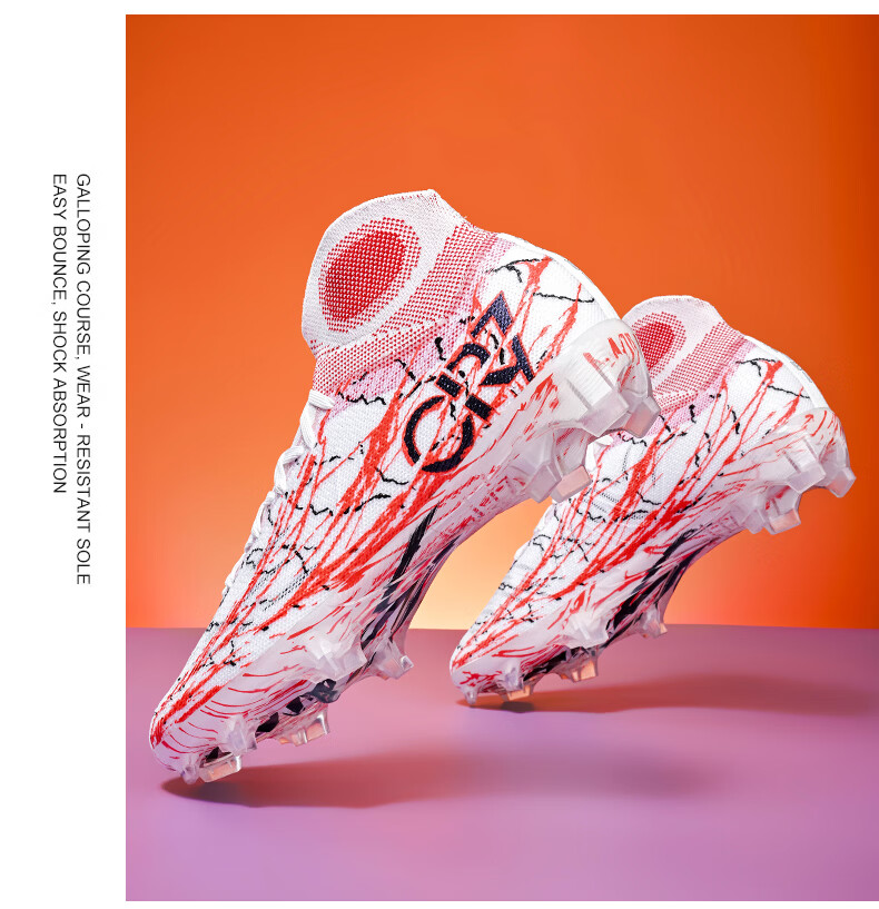 SAIBI Men's Soccer Shoes AG/FG Long Studs Adult Youth Student Professional Training Competition Shoes 305C Suzaku 42 27