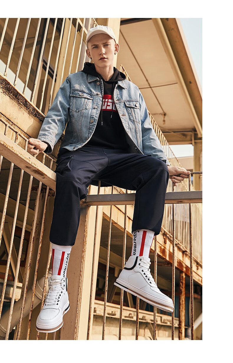 cabbeen/卡宾男鞋春季2020新款韩版高帮板鞋男士休闲鞋百搭潮流鞋子男